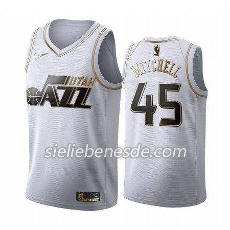 Herren NBA Utah Jazz Trikot Donovan Mitchell 45 Nike 2019-2020 Weiß Golden Edition Swingman